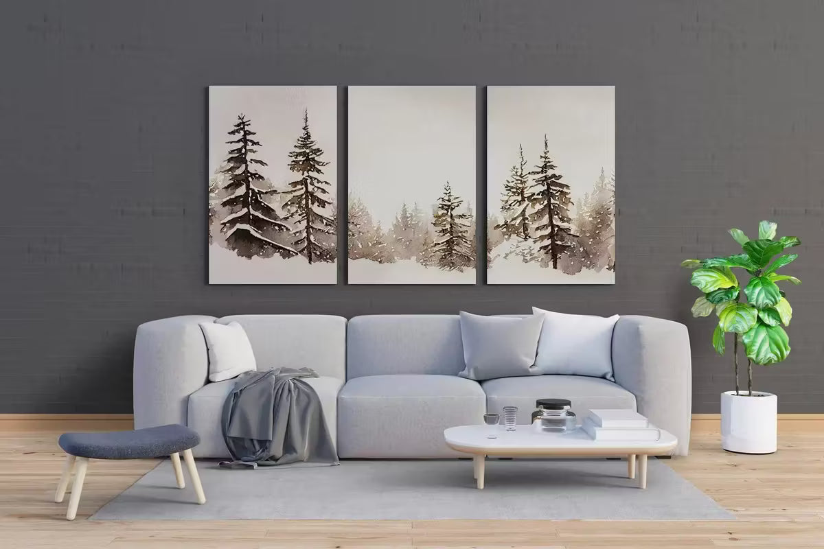 Winter Forest Landscape Printable. Set of 3 Prints. Snowy Forest Watercolor Painting. Printable Wall Art. 3 Piece Wall Art. Gallery Wall Set – Printable Wall Art Set