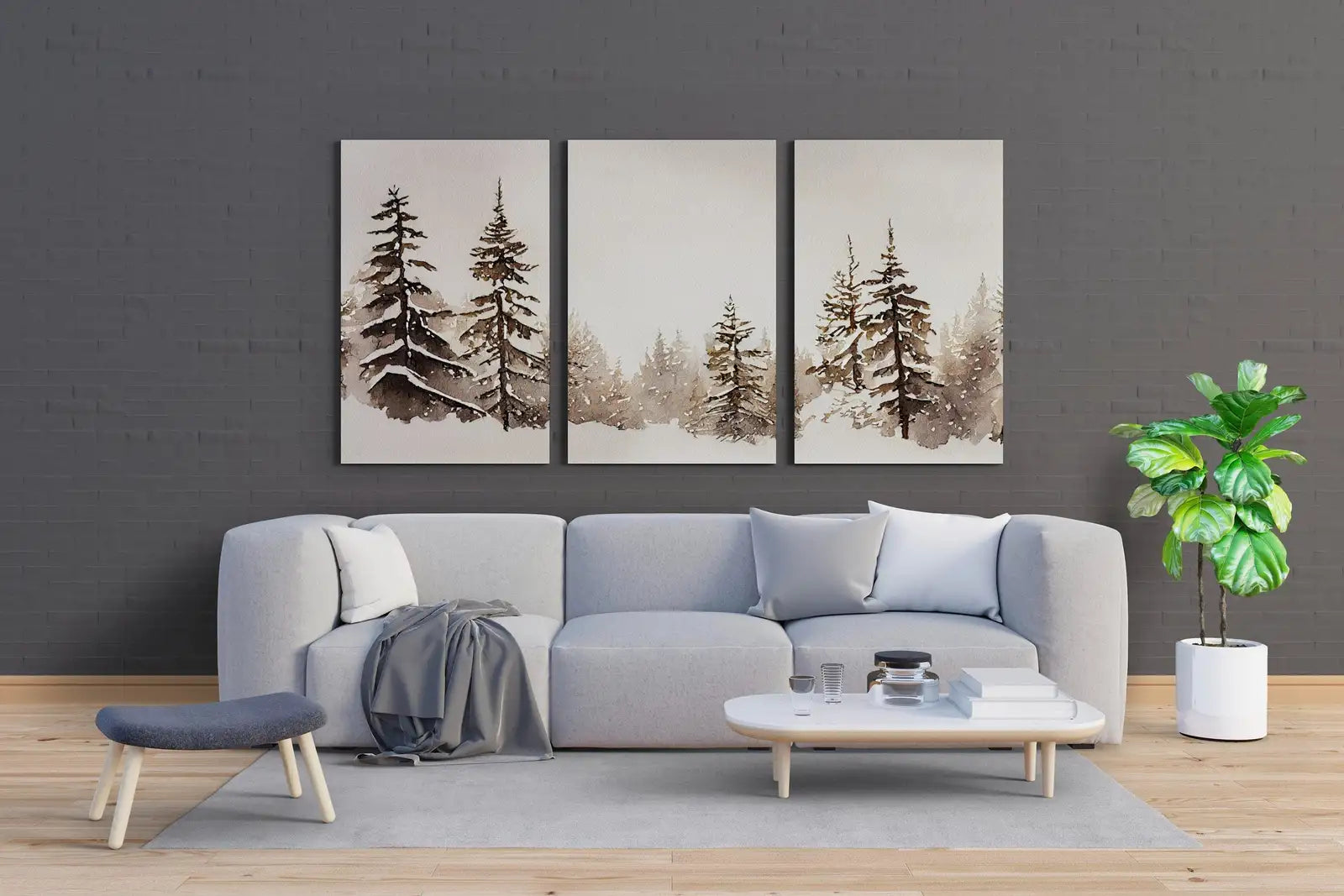 Winter Forest Landscape Printable. Set of 3 Prints. Snowy Forest Watercolor Painting. Printable Wall Art. 3 Piece Wall Art. Gallery Wall Set – Printable Wall Art Set (Digital Download) – Digital Download