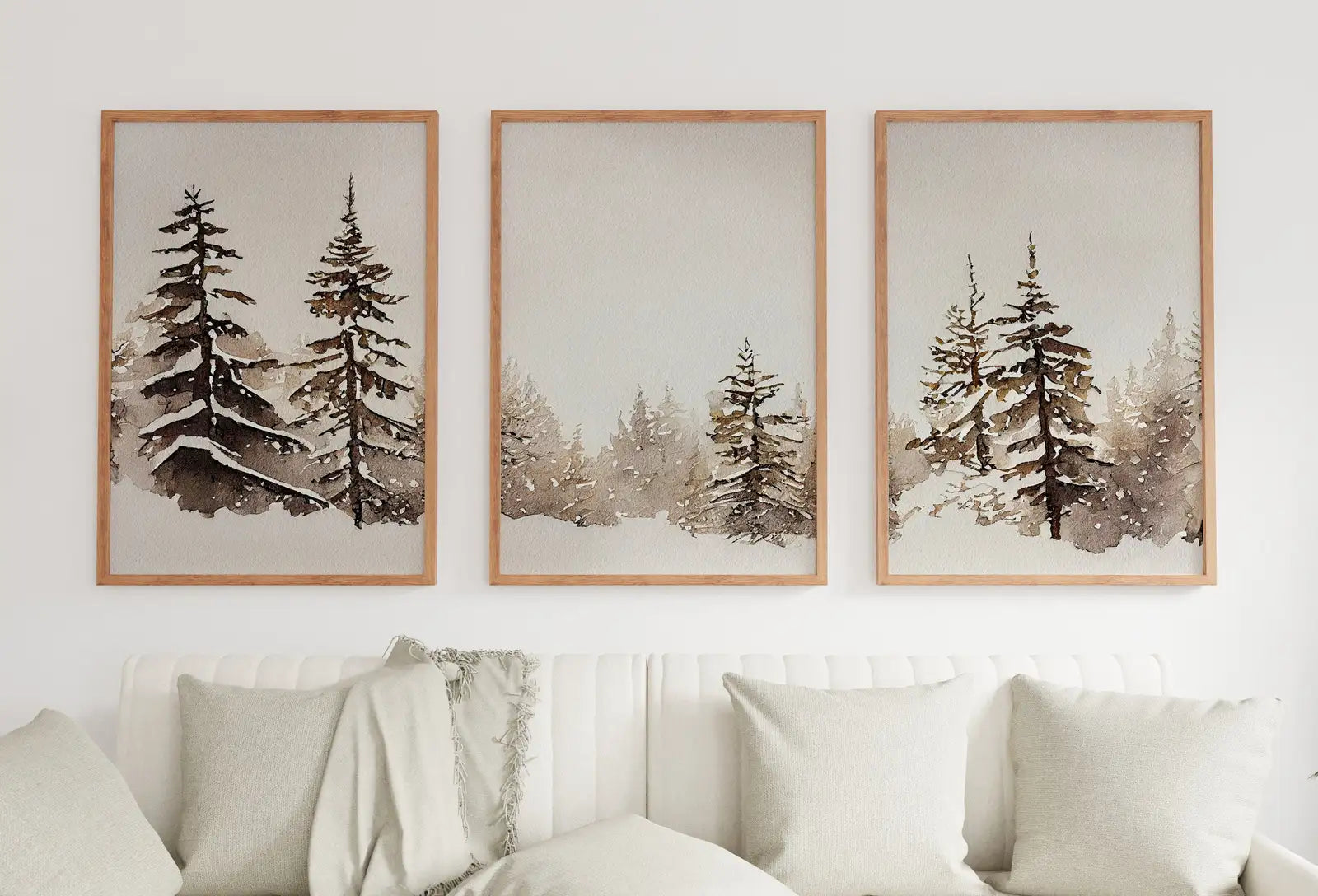 Winter Forest Landscape Printable. Set of 3 Prints. Snowy Forest Watercolor Painting. Printable Wall Art. 3 Piece Wall Art. Gallery Wall Set – Printable Wall Art Set (Digital Download) – Digital Download
