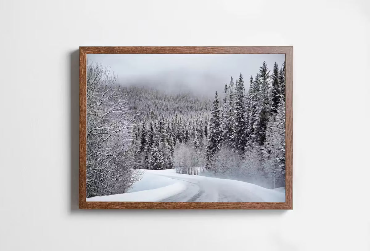 Winter Forest Trail Landscape Digital Painting. Printable Wall Art. Home or Office Decor. Nature Print Digital Winter Art. Instant Download – Printable Wall Art