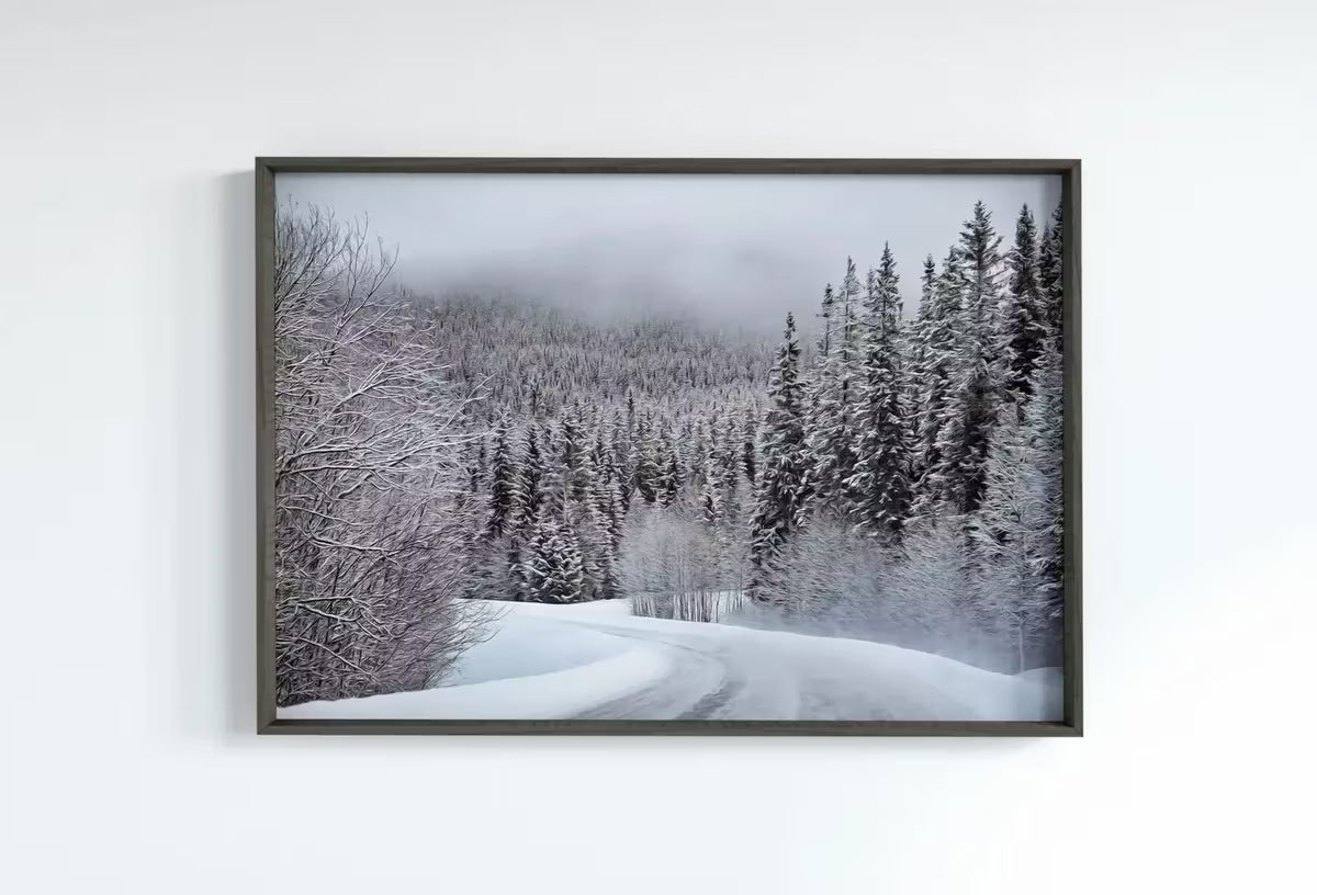 Winter Forest Trail Landscape Digital Painting. Printable Wall Art. Home or Office Decor. Nature Print Digital Winter Art. Instant Download – Printable Wall Art