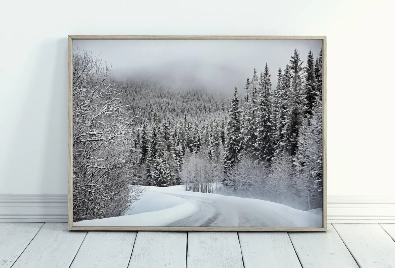 Winter Forest Trail Landscape Digital Painting. Printable Wall Art. Home or Office Decor. Nature Print Digital Winter Art. Instant Download – Printable Wall Art Digital Download – Digital Download
