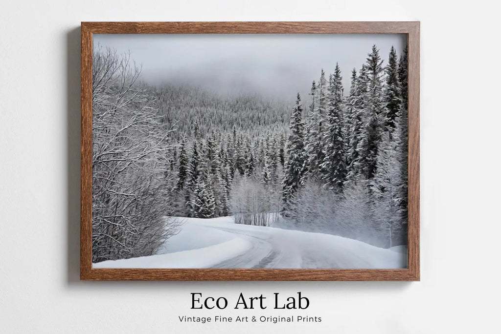 Winter Forest Trail Landscape Digital Painting. Printable Wall Art. Home or Office Decor. Nature Print Digital Winter Art. Instant Download – Printable Wall Art Digital Download – Digital Download