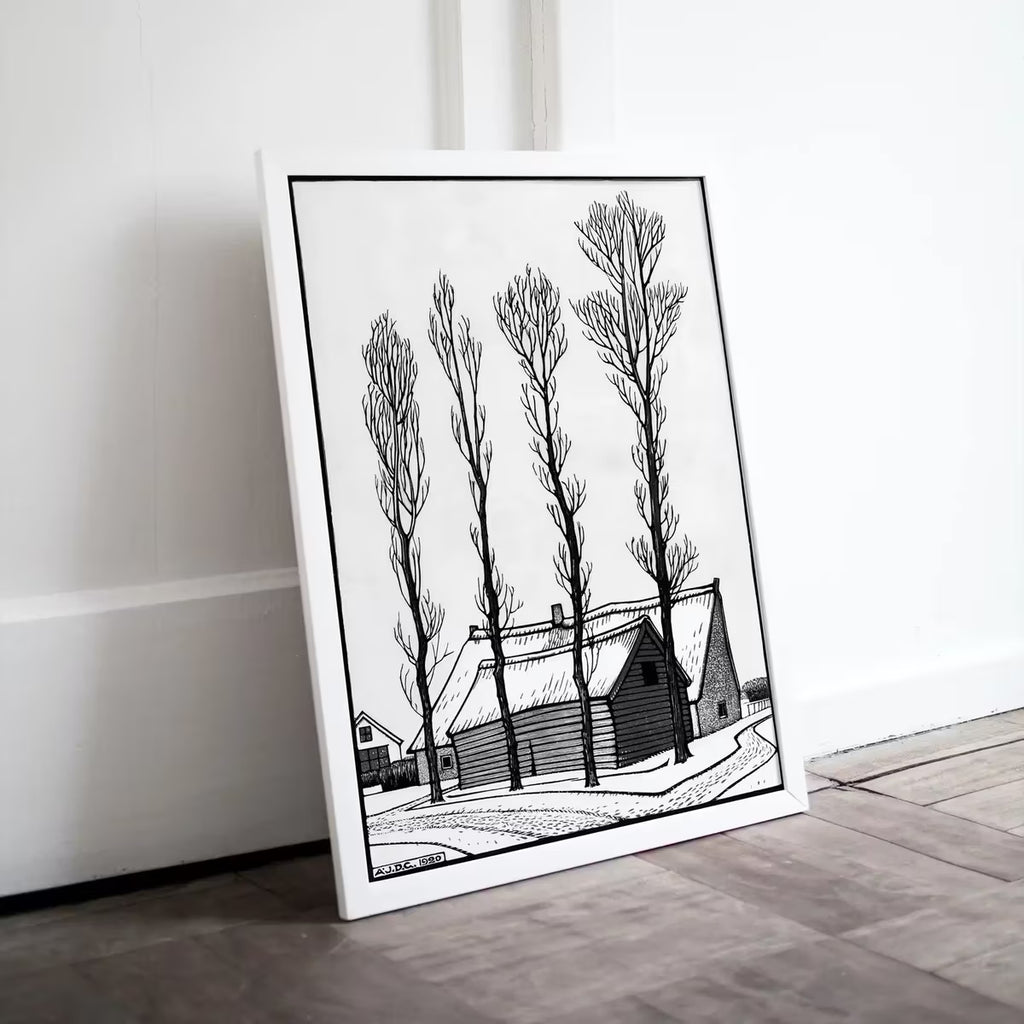 Winter Scene Vintage Art Nouveau Print. Instant Download Black and White Print. Julie De Graag Poster Printable Wall Art. Art Nouveau Poster – Printable Wall Art