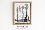 Framed view of Winter Scene Vintage Art Nouveau Print. Instant Download Black and White Print. Julie De Graag Poster Printable Wall Art. Art Nouveau Poster – printable wall art digital download.