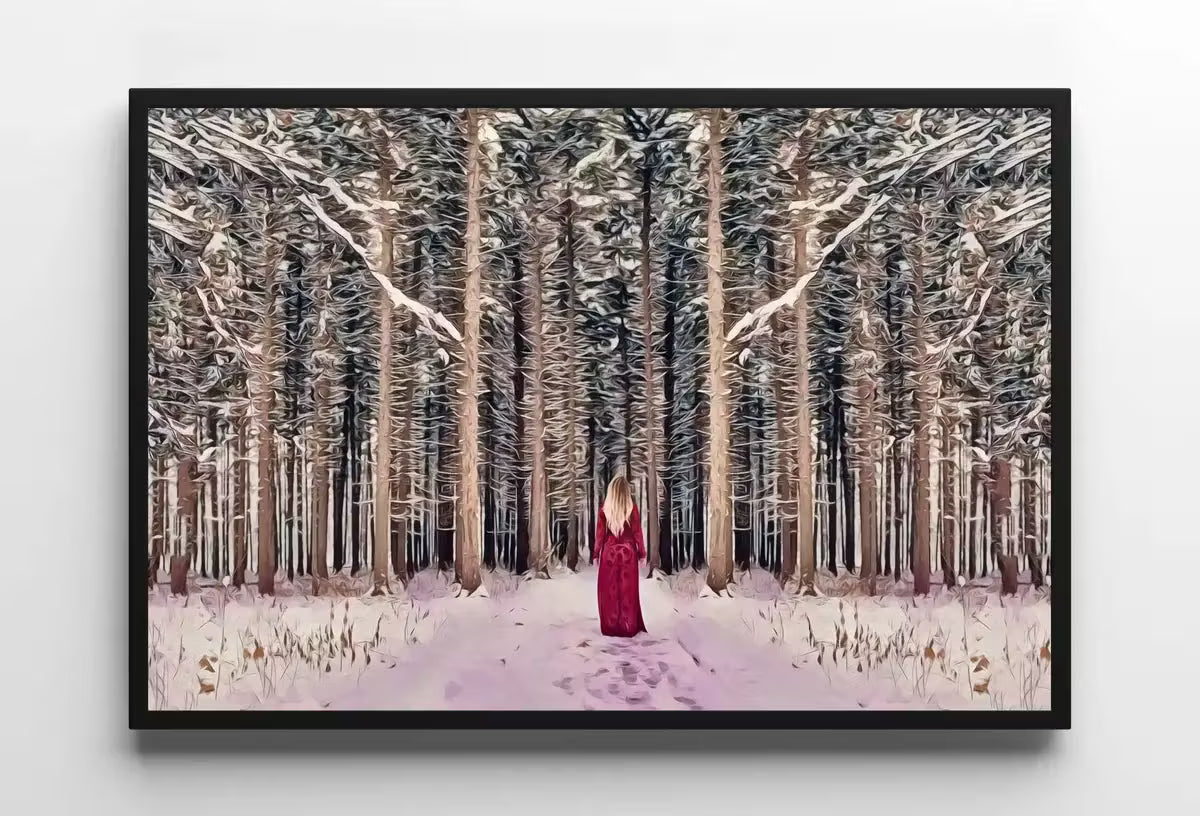 Woman Entering Forest, Fantasy Art Print Digital Painting, Abstract Printable Wall Art, Nature Print Digital Art Instant Download – Printable Wall Art