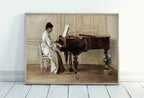 Woman Pianist | Vintage Oil Painting Printable | Rustic Antique Print | Musician Portrait Downloadable | Vintage Woman Playing Piano – Printable Wall Art