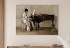 Woman Pianist | Vintage Oil Painting Printable | Rustic Antique Print | Musician Portrait Downloadable | Vintage Woman Playing Piano – Printable Wall Art