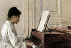 Detail view of artwork from Woman Pianist. (variation 3)