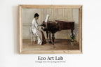 Framed view of Woman Pianist – printable wall art digital download. (variation 2)