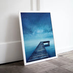 Wooden Pier at Night Printable Wall Art, Wooden Pier Print, Pier on Lake Print, Starry Night Sky Lake Landscape Wall Decor, Wood Jetty – Printable Wall Art Digital Download – Digital Download