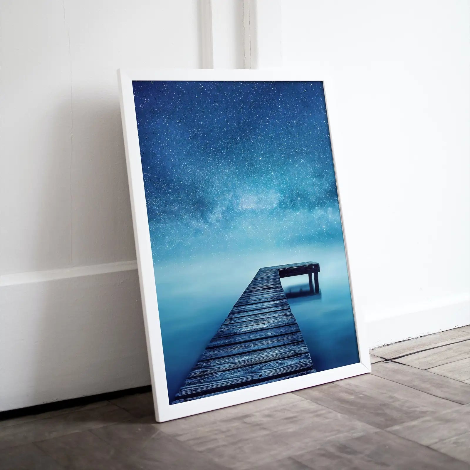 Wooden Pier at Night Printable Wall Art, Wooden Pier Print, Pier on Lake Print, Starry Night Sky Lake Landscape Wall Decor, Wood Jetty – Printable Wall Art Digital Download – Digital Download
