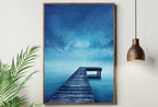 Wooden Pier at Night Printable Wall Art, Wooden Pier Print, Pier on Lake Print, Starry Night Sky Lake Landscape Wall Decor, Wood Jetty – Printable Wall Art