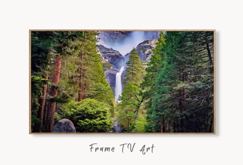 Yosemite Falls Landscape National Park Frame TV Art.  Mountain Wall Art, Artwork for The Frame TV, Art for Samsung Frame – Frame TV  Art