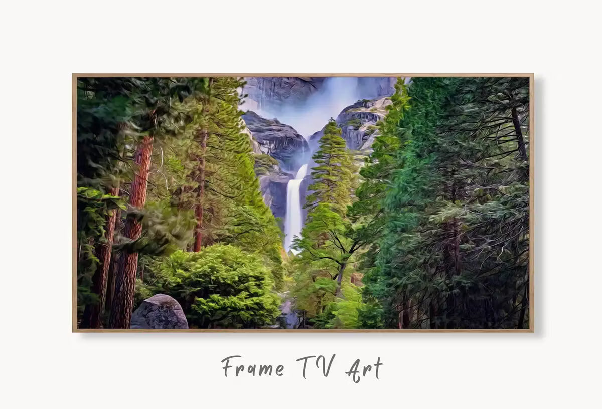 Yosemite Falls Landscape National Park Frame TV Art.  Mountain Wall Art, Artwork for The Frame TV, Art for Samsung Frame – Frame TV  Art