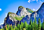 Included artwork preview showing first selection of artworks from Yosemite Mountains and River Frame TV Art Landscape Digital Download, Digital Art for Tv, Colorful Frame TV Art.