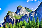 Yosemite Mountains and River Frame TV Art Landscape , Digital Art for Tv, Colorful Frame TV Art – Frame TV  Art