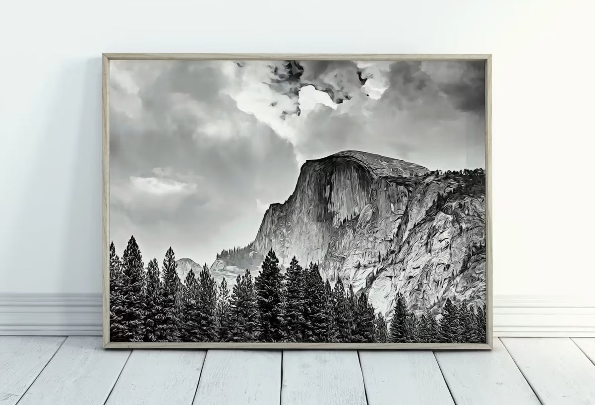 Yosemite Wall Art National Park Poster. Instant Download Yosemite Poster National Park Art, Black and White Wall Decor Printable Wall Art – Printable Wall Art