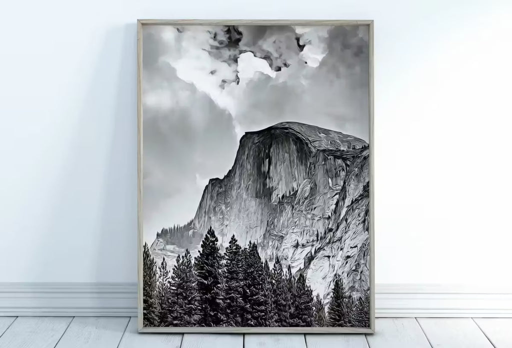 Yosemite Wall Art Poster. Instant Download Yosemite Vertical Poster National Park Art, Black and White Wall Decor Printable Wall Art – Printable Wall Art
