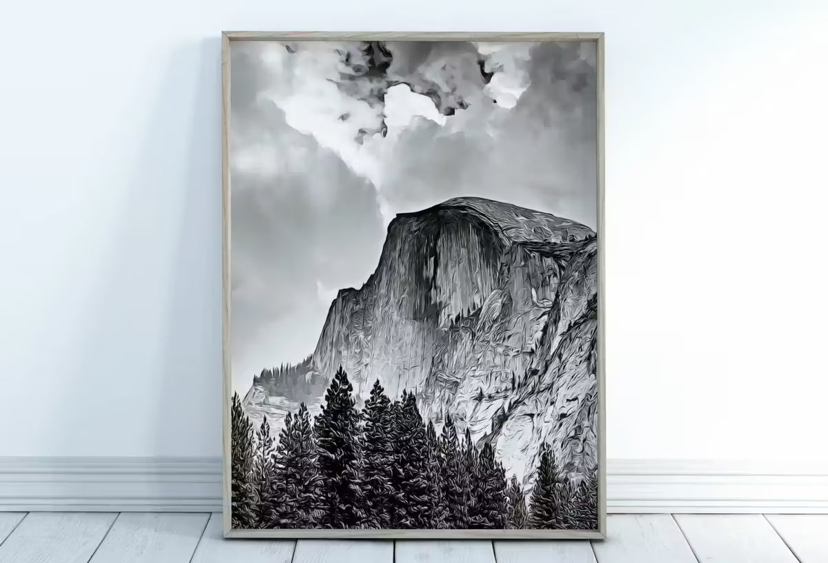 Yosemite Wall Art Poster. Instant Download Yosemite Vertical Poster National Park Art, Black and White Wall Decor Printable Wall Art – Printable Wall Art