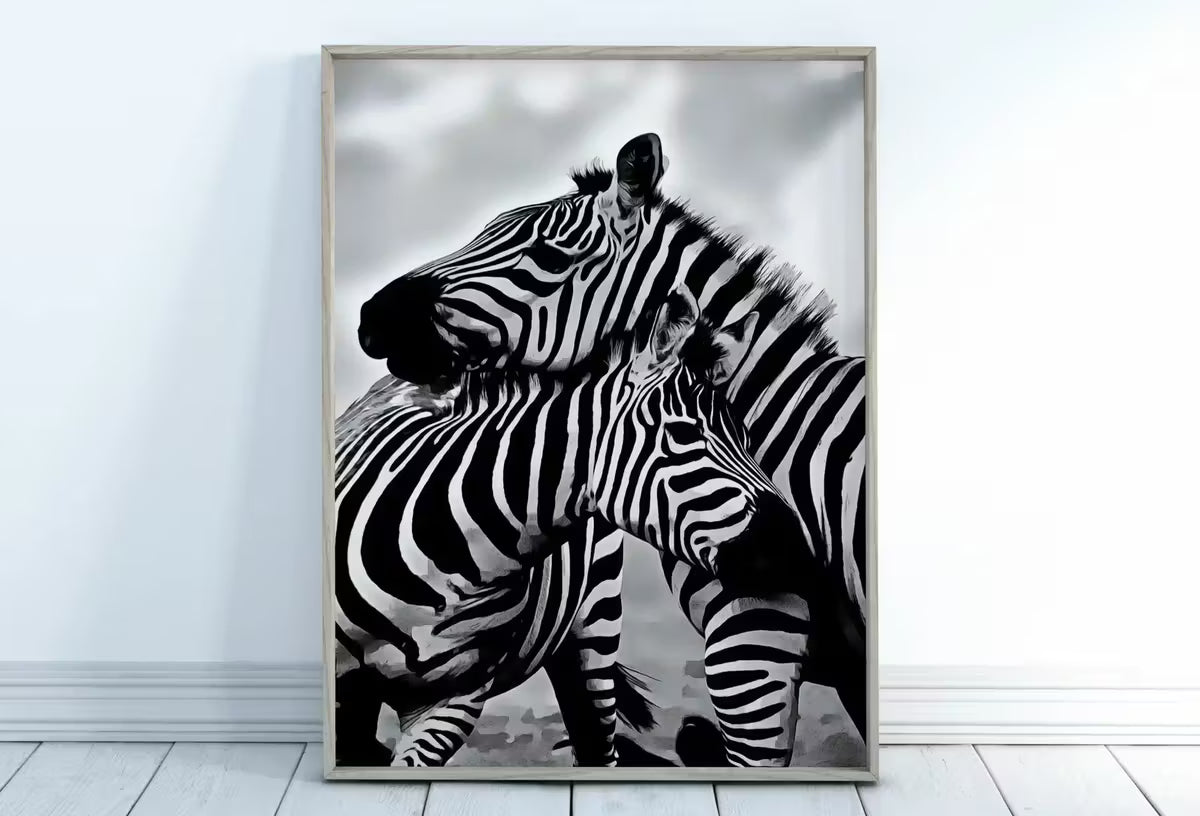 Zebra Love Black and White Printable Wall Art. Zebra Digital Print Black and White Art Downloadable Art. Safari Animals Print – Printable Wall Art