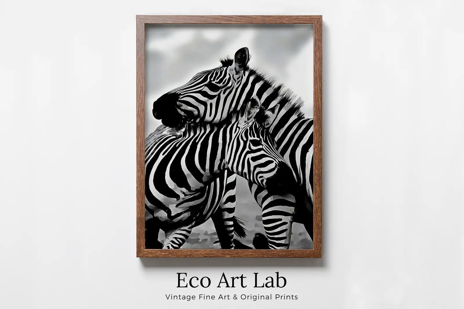 Art mural imprimable noir et blanc - Amour de zèbres. Impression numérique de zèbres en noir et blanc. Téléchargement instantané. Art d’animaux sauvages.