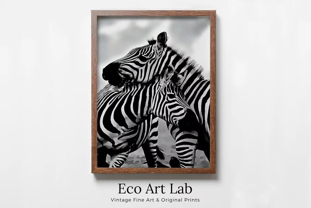 Zebra Love Black and White Printable Wall Art. Zebra Digital Print Black and White Art Downloadable Art. Safari Animals Print – Printable Wall Art