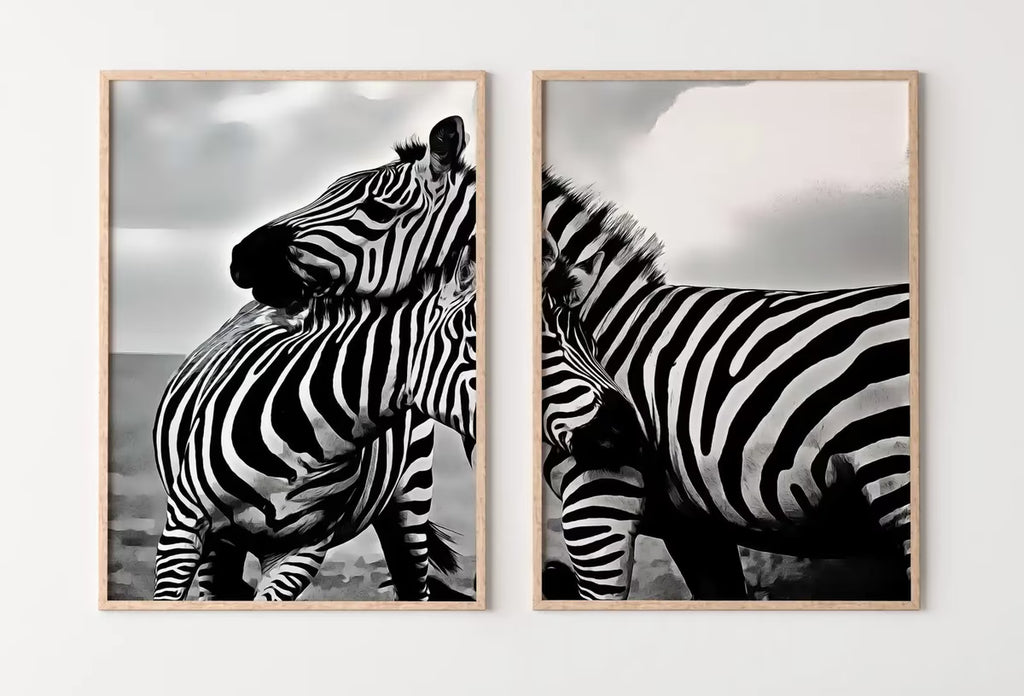 Zebra Love Black and White Set of 2 Prints. Printable Wall Art Zebra Digital Print 2 Piece Wall Art. Instant Download Safari Animals Print – Printable Wall Art Set