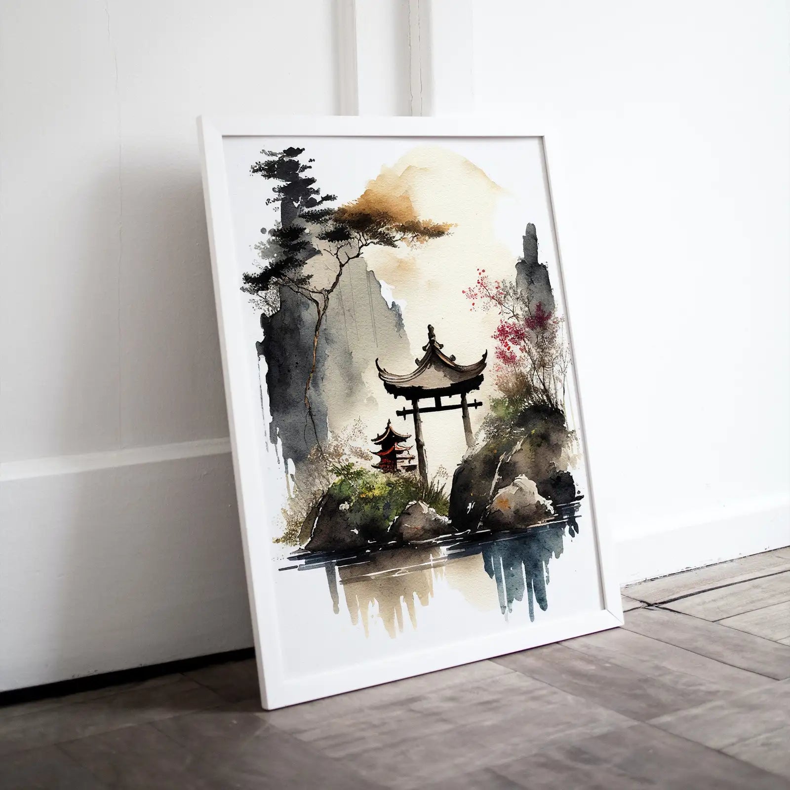 Zen Garden Printable Wall Art. Instant Download Watercolor Zen Art. Japandi Landscape. Japanese Wall Art. Spiritual Painting. Asian Wall Art – Printable Wall Art Digital Download – Digital Download