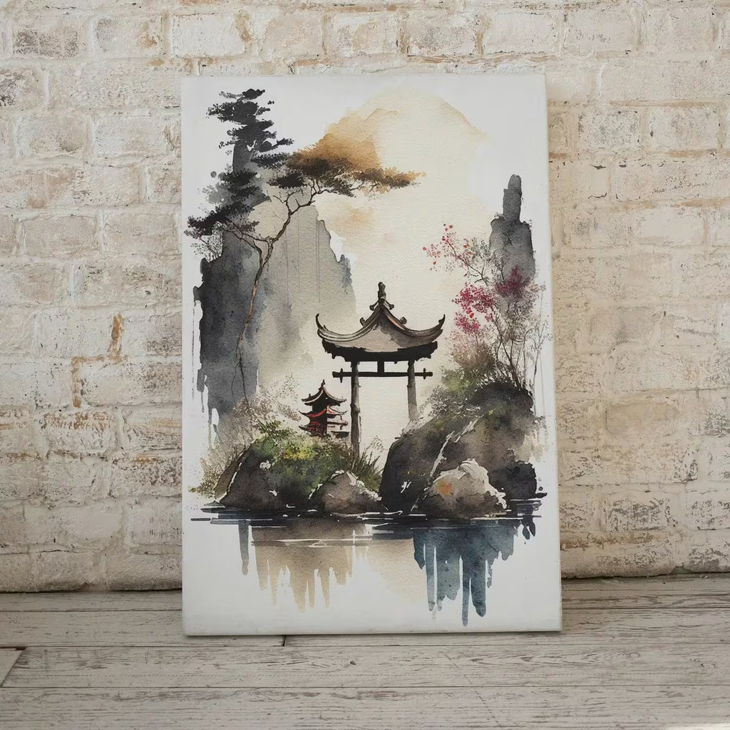 Zen Garden Printable Wall Art. Instant Download Watercolor Zen Art. Japandi Landscape. Japanese Wall Art. Spiritual Painting. Asian Wall Art – Printable Wall Art