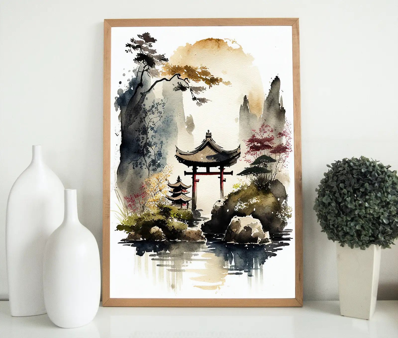Zen Garden Printable Wall Art. Japandi Landscape. Instant Download Watercolor Zen Art. Japanese Wall Art. Spiritual Painting. Asian Wall Art – Printable Wall Art Digital Download – Digital Download