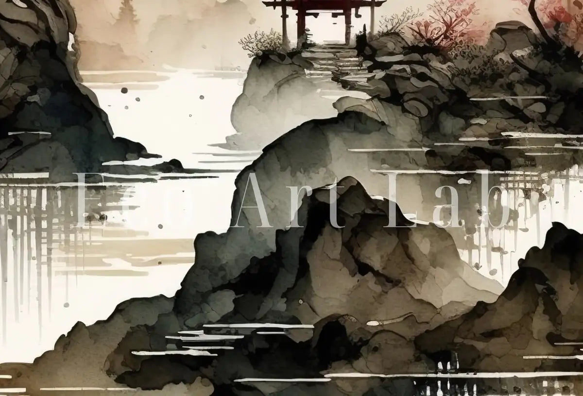 Décoration murale paysage zen. Cercle ENSO, art mural imprimable. Abstrait moderne neutre. Impression wabi sabi. Art mural Japandi. Art asiatique