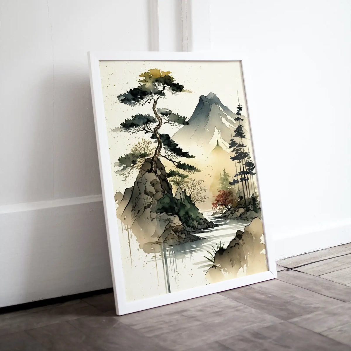 Included artwork preview showing first selection of artworks from Zen Printable Nature Art. Abstract Forest & Mountain Watercolor Painting. Colorful Forest Landscape. Mountain Forest Art. Printable Wall Art.