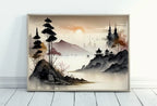 Included artwork preview showing first selection of artworks from Zen Printable Nature Art. Abstract Japanese Mountain Watercolor Painting. Colorful Forest Landscape. Mountain Forest Art. Printable Wall Art.