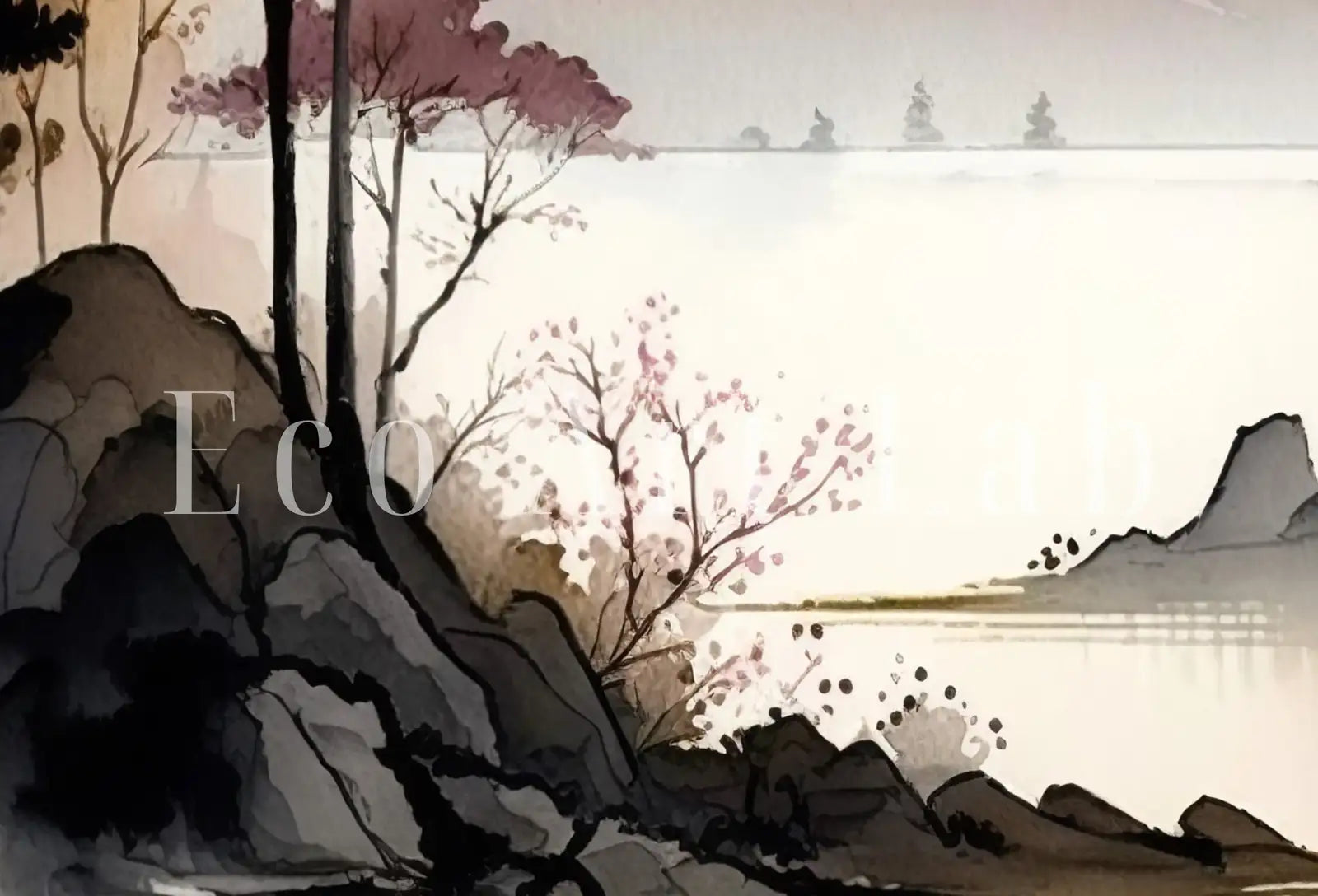 Zen Printable Nature Art. Abstract Japanese Mountain Watercolor Painting. Colorful Forest Landscape. Mountain Forest Art. Printable Wall Art – Printable Wall Art Digital Download – Digital Download
