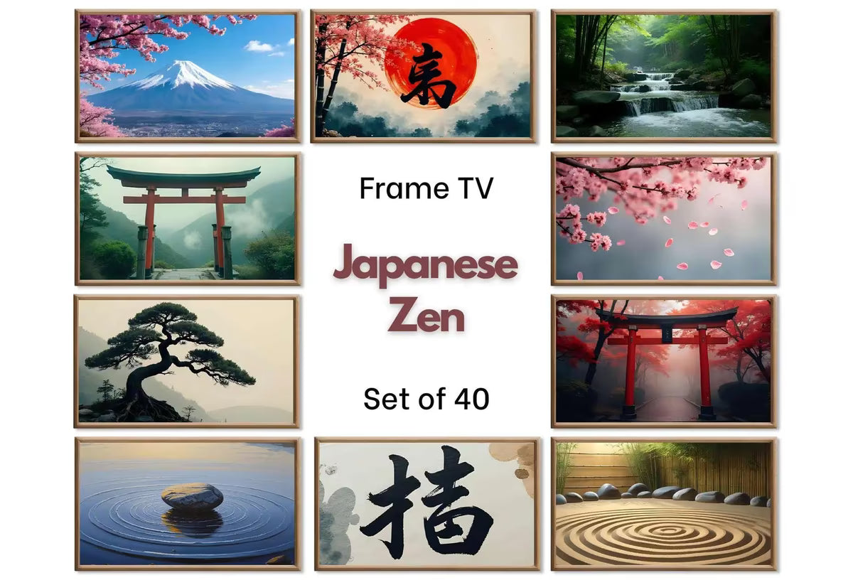 Zen Wall Art Japanese Paintings for Samsung Frame TV | Minimalist Japanese Decor | Nature Wall Art |  Frame TV Art Set – Frame TV Art Set