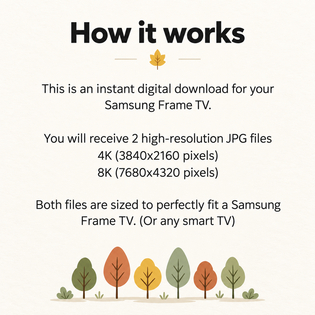 How it works: download your file and display it on a Samsung Frame TV in Art Mode